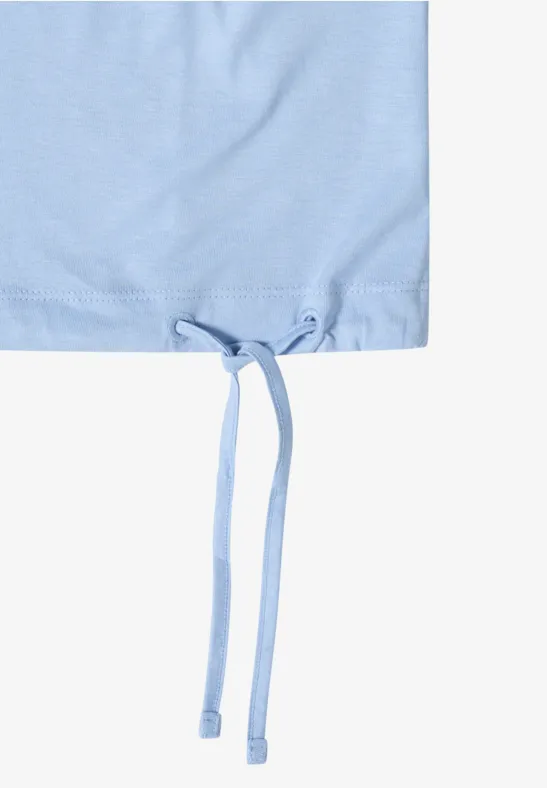 Kurzarm Shirt mit Boatneck und Raffung light sky blue