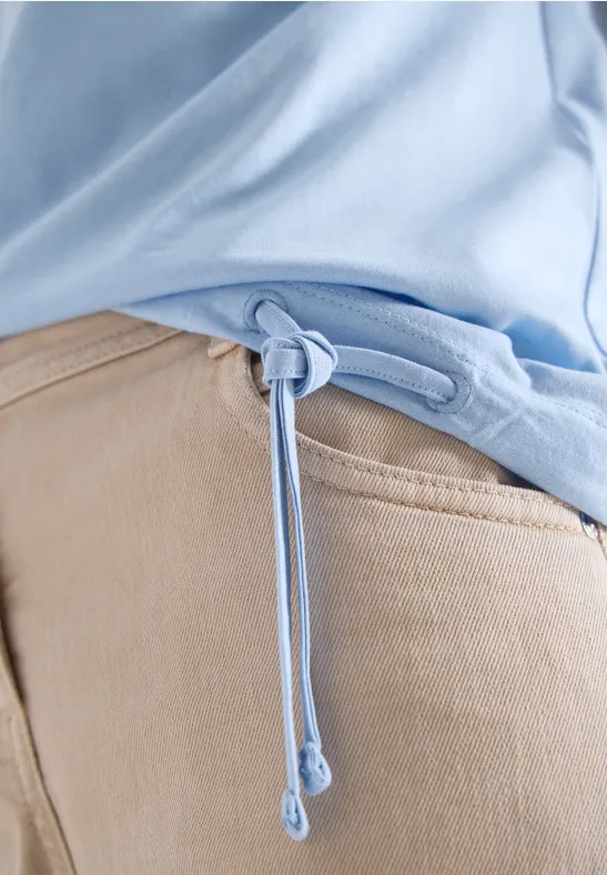 Kurzarm Shirt mit Boatneck und Raffung light sky blue