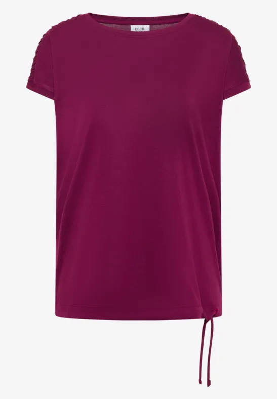 Kurzarm Shirt mit Boatneck und Raffung magenta purple