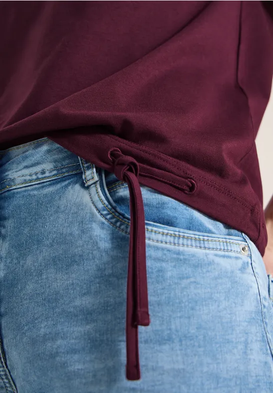 Kurzarm Shirt mit Raffung sweet grape red