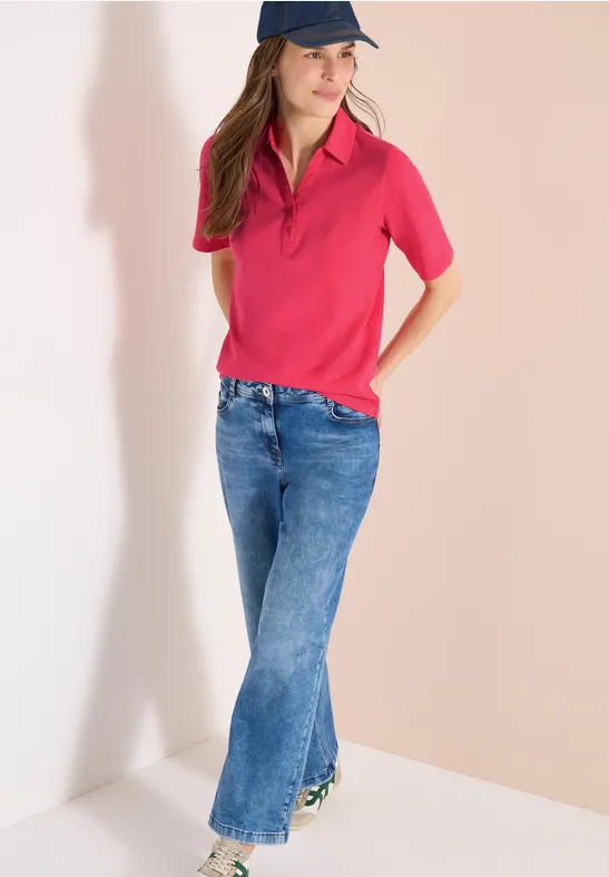 Basic Poloshirt mit Kurzarm geranium red