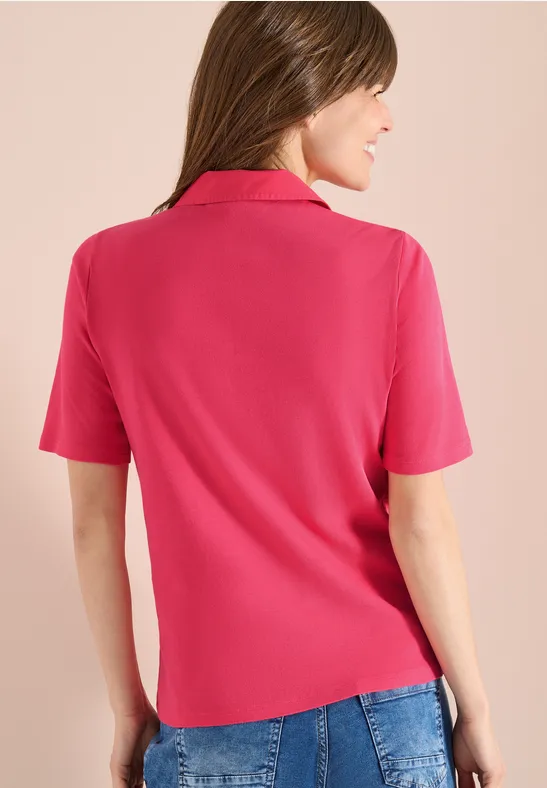 Basic Poloshirt mit Kurzarm geranium red