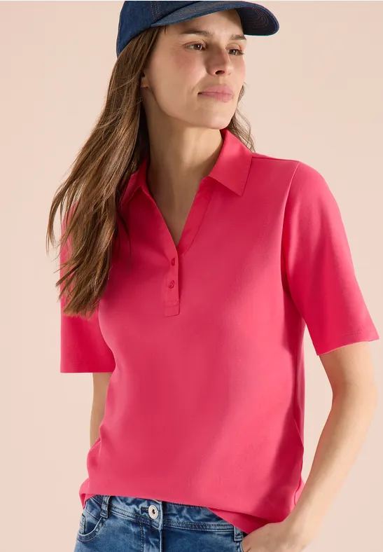 Basic Poloshirt mit Kurzarm geranium red