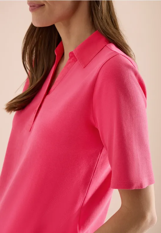 Basic Poloshirt mit Kurzarm geranium red