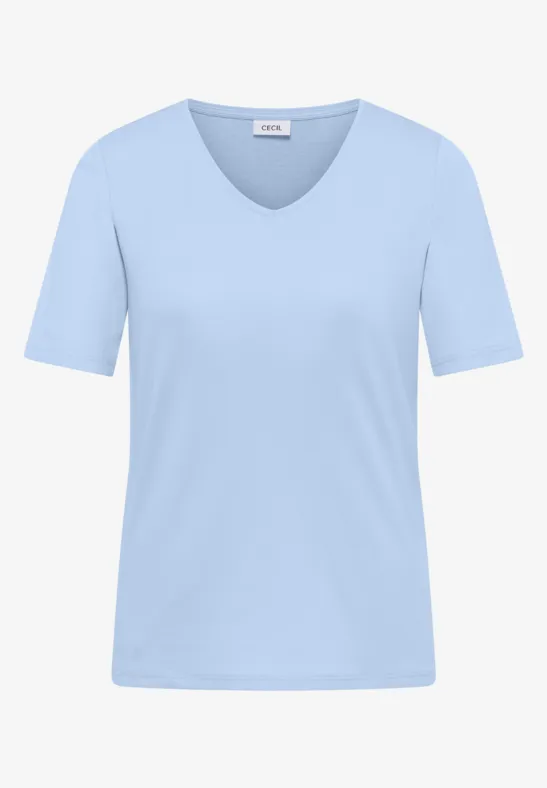 Basic T-Shirt aus Baumwolle light sky blue