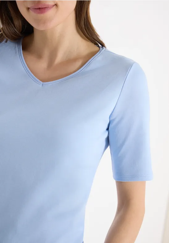 Basic T-Shirt aus Baumwolle light sky blue
