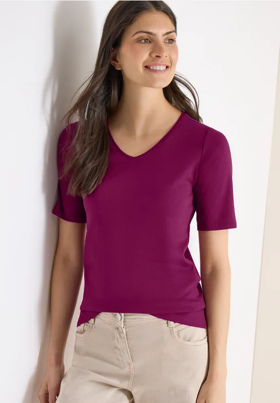 Basic T-Shirt aus Baumwolle magenta purple