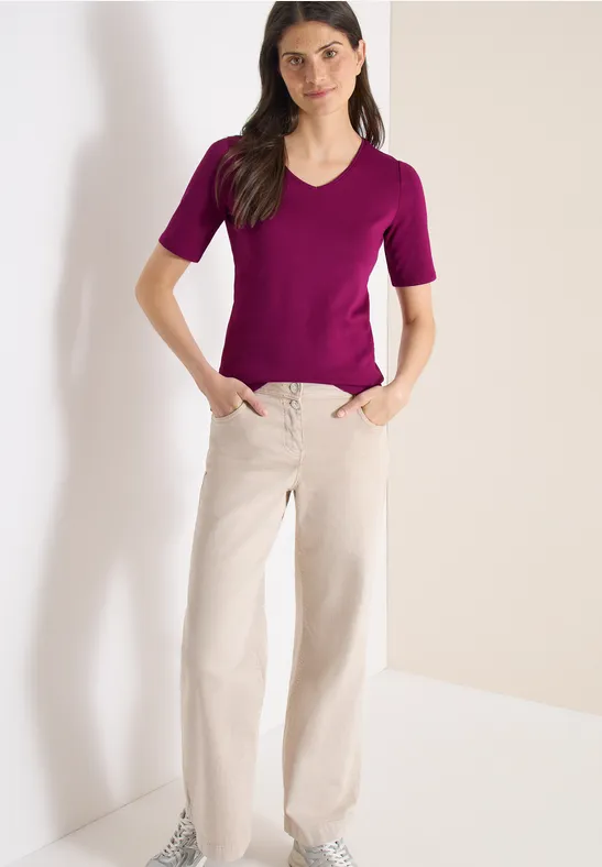 Basic T-Shirt aus Baumwolle magenta purple