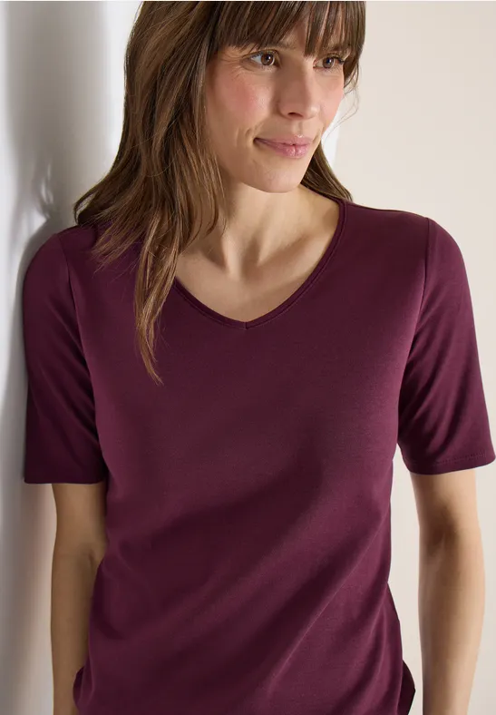 Basic T-Shirt aus Baumwolle sweet grape red