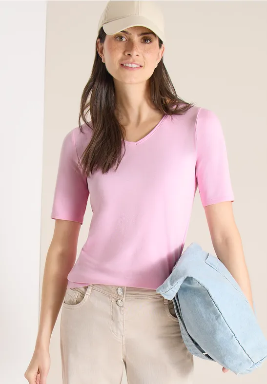 Basic T-Shirt aus Baumwolle light blush rose