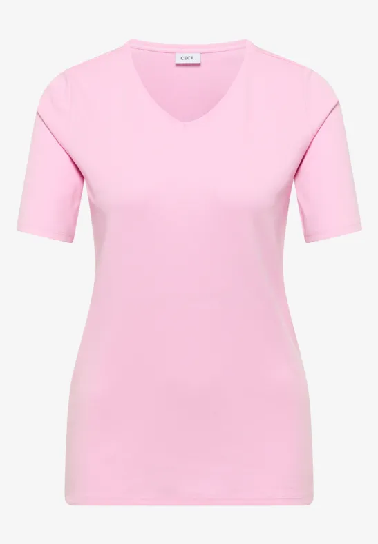 Basic T-Shirt aus Baumwolle light blush rose
