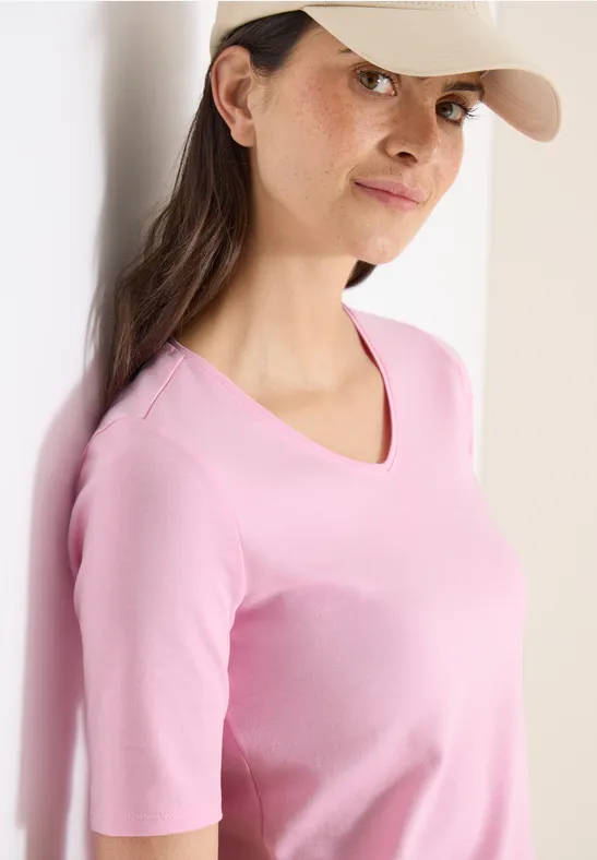 Basic T-Shirt aus Baumwolle light blush rose