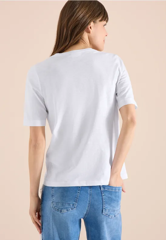 Basic T-Shirt mit Kurzarm und V-Neck White