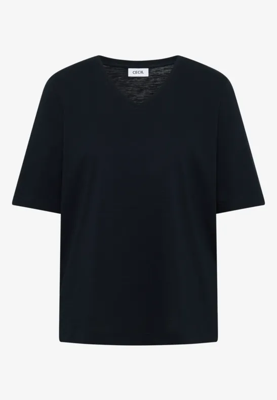 Basic T-Shirt mit V-Neck universal blue