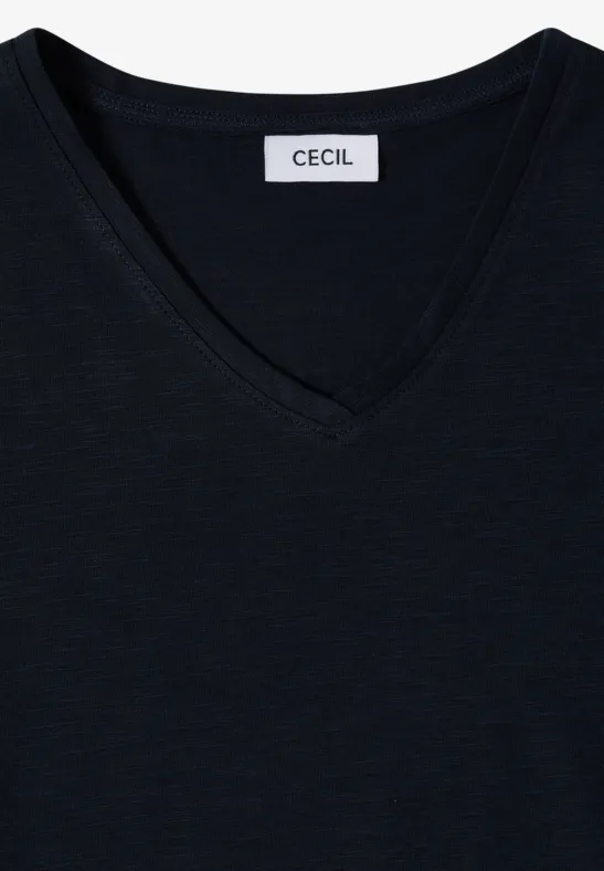Basic T-Shirt mit V-Neck universal blue