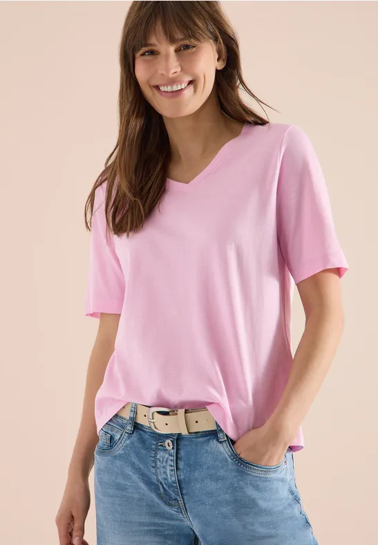 T-shirt basique avec col en V light blush rose