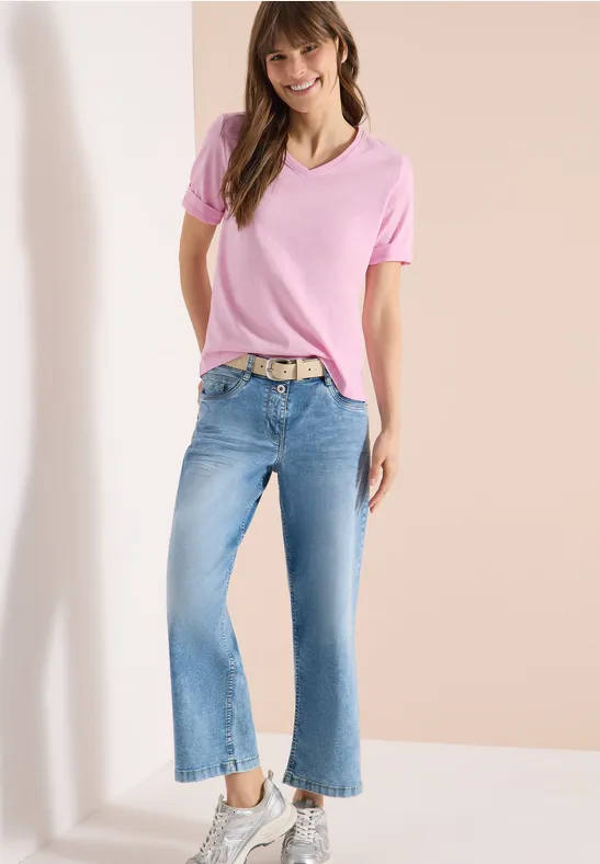 T-shirt basique avec col en V light blush rose