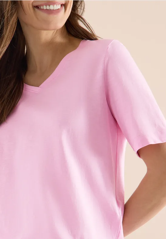 T-shirt basique avec col en V light blush rose