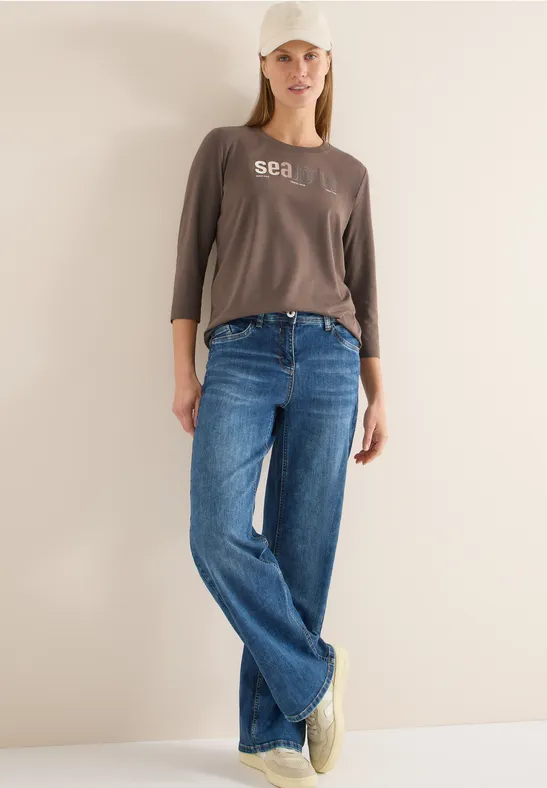 T-Shirt mit Frontprint urban taupe