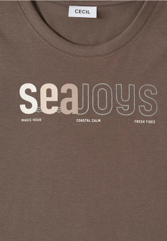 T-Shirt mit Frontprint urban taupe