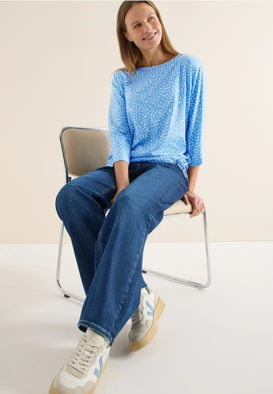 Shirt mit Minimal Print fountain blue