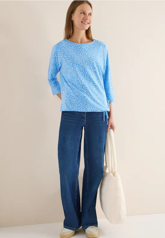 Shirt mit Minimal Print fountain blue