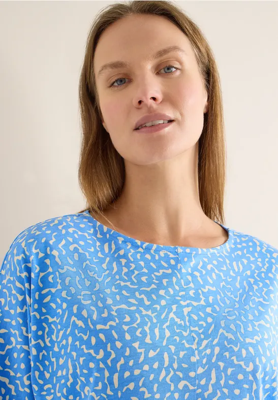 Shirt mit Minimal Print fountain blue
