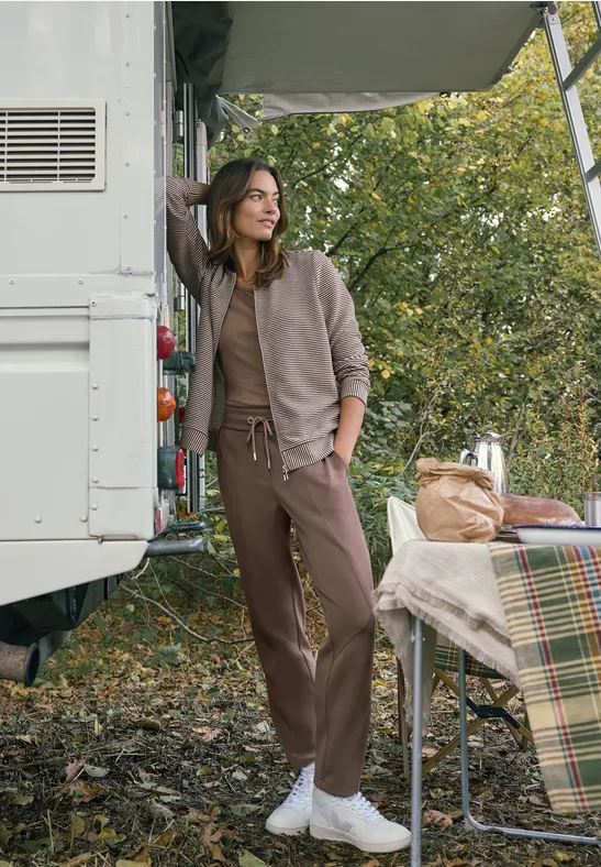 Gestreifte Jacke urban taupe