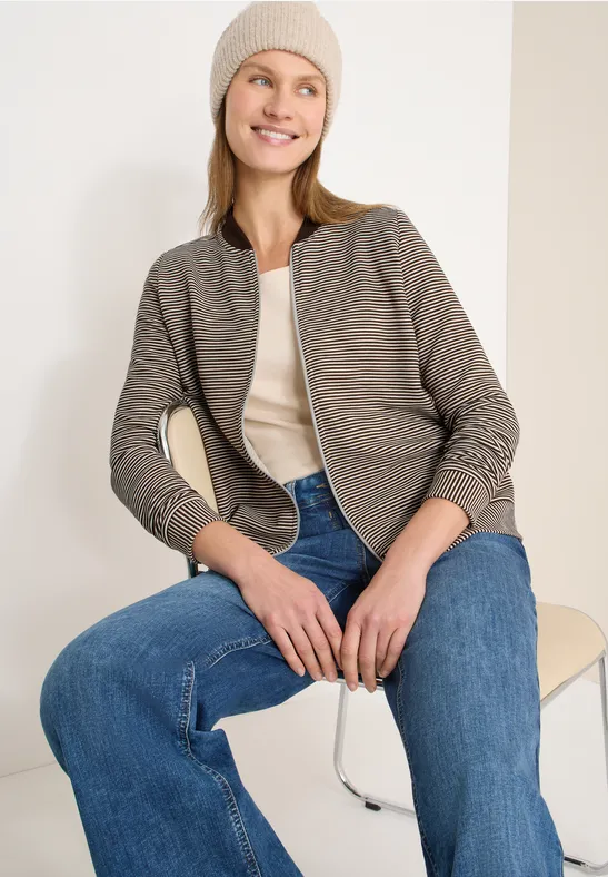 Gestreifte Jacke urban taupe