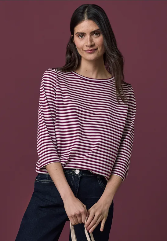 Gestreept shirt magenta purple