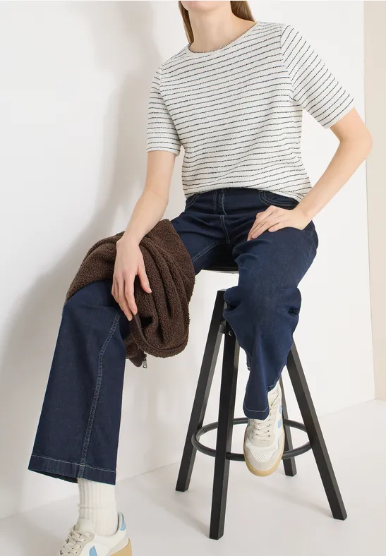 Gestreiftes T-Shirt vanilla white