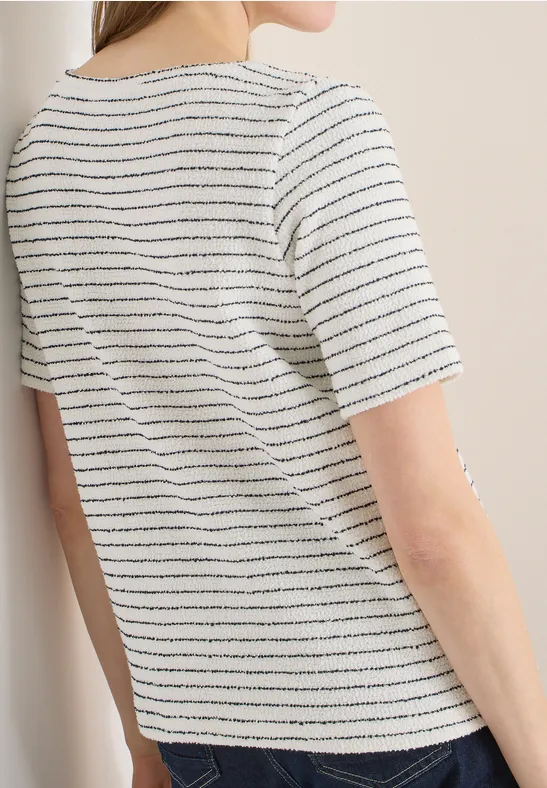 Gestreiftes T-Shirt vanilla white