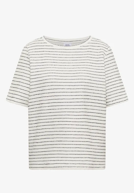 Gestreiftes T-Shirt vanilla white