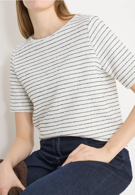 Gestreiftes T-Shirt vanilla white