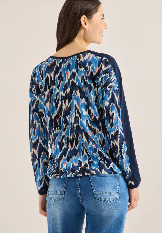 Gemustertes Shirt mit Tape universal blue