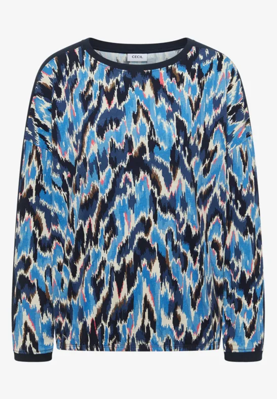 Gemustertes Shirt mit Tape universal blue