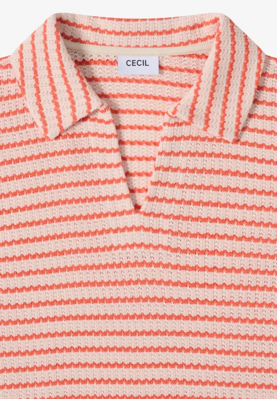 T-shirt ajouré rayé cherry tomato orange