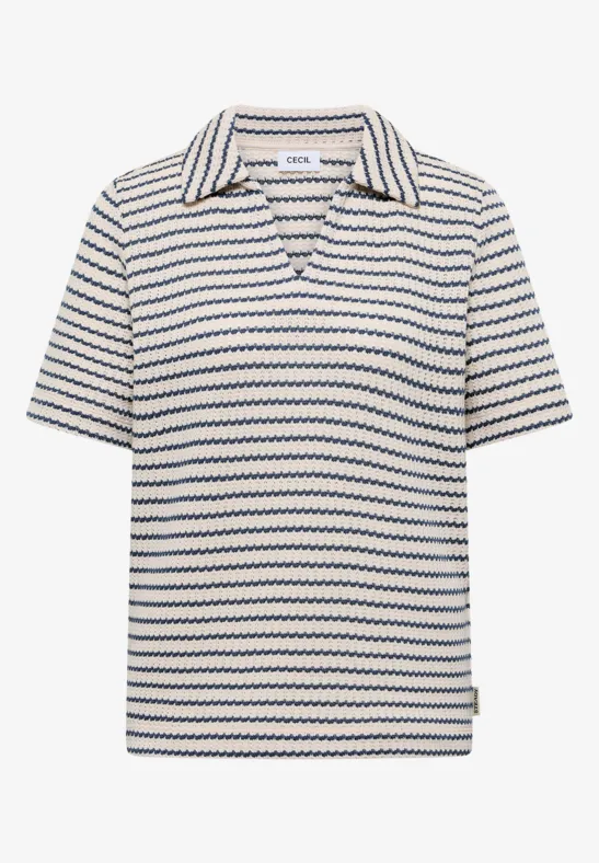 Gestreept ajour shirt sporty denim blue