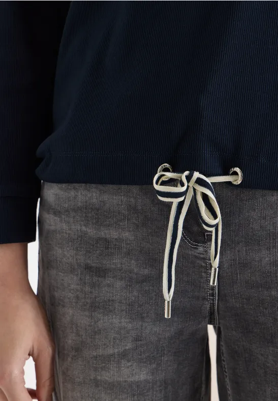 Hoodie met geribde structuur universal blue