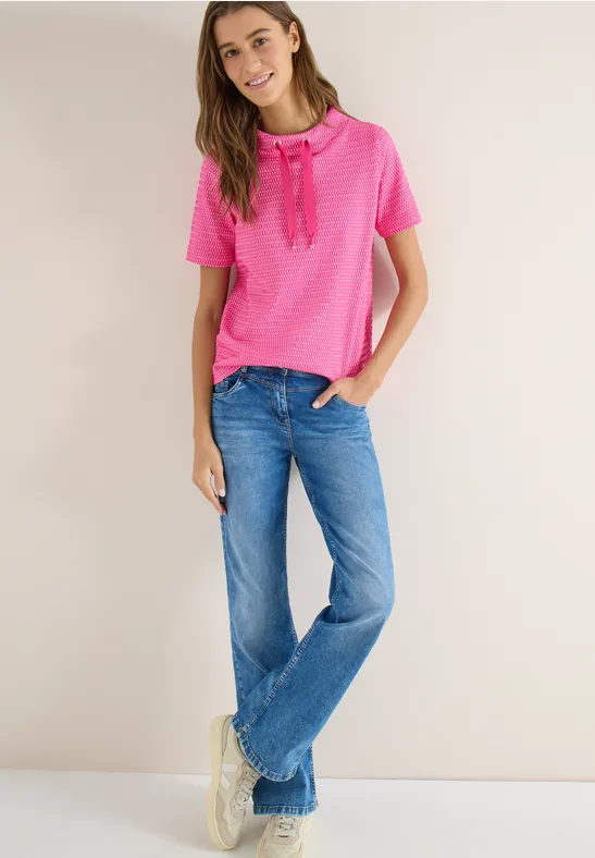 Shirt mit Funnel Neck im Two-Tone-Look beetroot pink