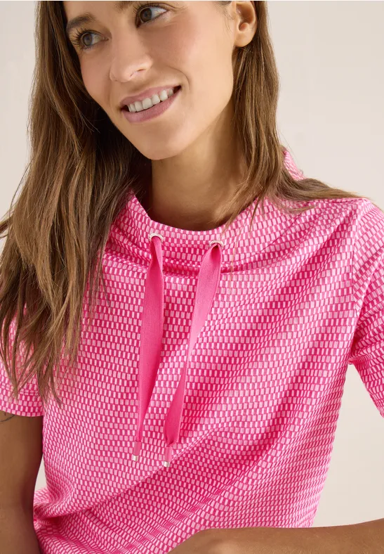 Shirt mit Funnel Neck im Two-Tone-Look beetroot pink