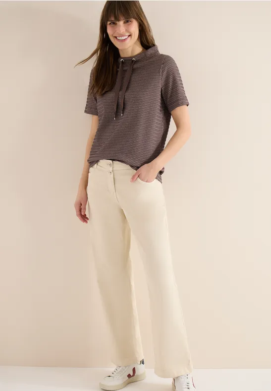 Shirt mit Funnel Neck im Two-Tone-Look macchiato brown