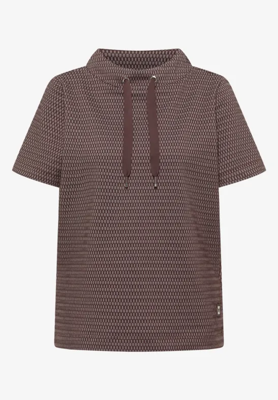 Shirt mit Funnel Neck im Two-Tone-Look macchiato brown