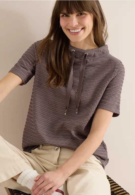 Shirt mit Funnel Neck im Two-Tone-Look macchiato brown