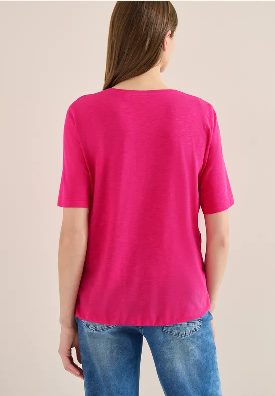 Kurzarm T-Shirt im Tunika-Look beetroot pink