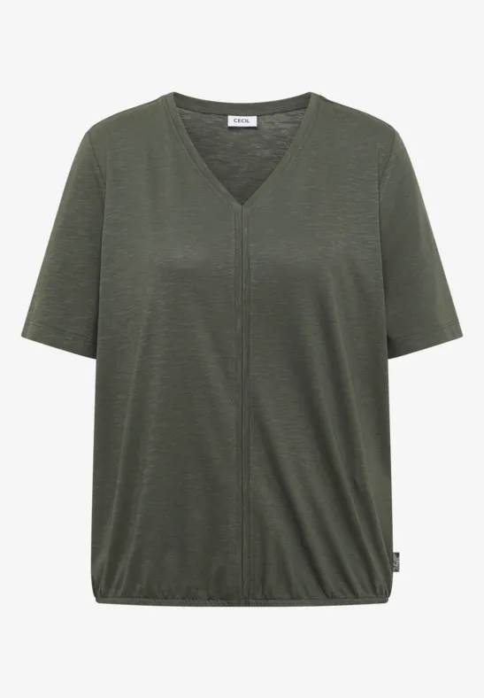 Kurzarm T-Shirt im Tunika-Look khaki