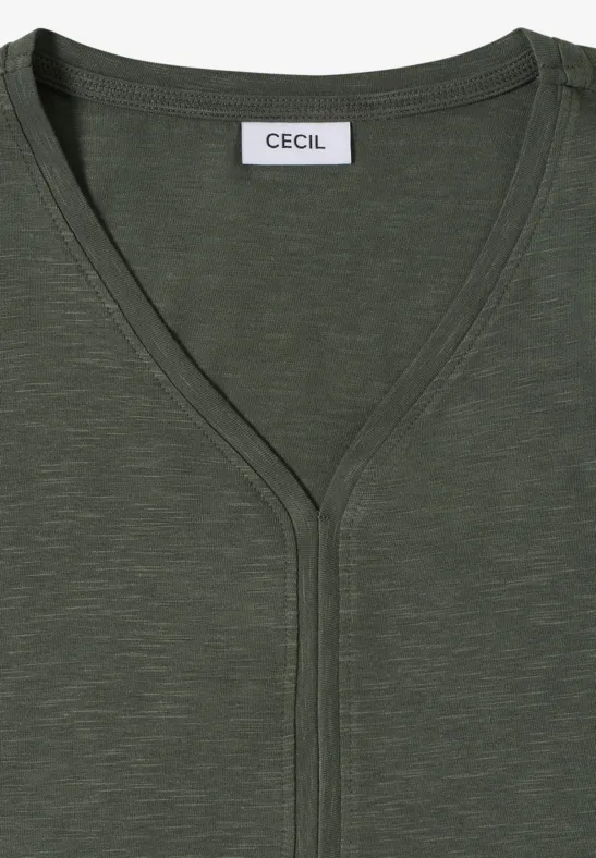 Kurzarm T-Shirt im Tunika-Look khaki