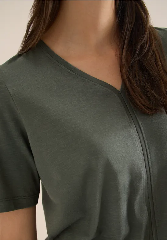 Kurzarm T-Shirt im Tunika-Look khaki