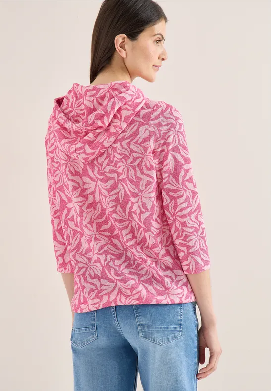 3/4-Arm Shirt mit floralem Print beetroot pink