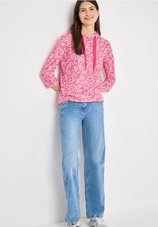 3/4-Arm Shirt mit floralem Print beetroot pink